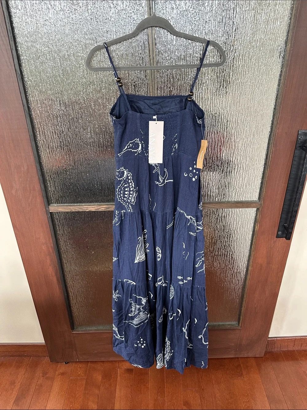 ANAYA Zali Dress Navy Sea Life Tiered Maxi Dress size 2 NWT